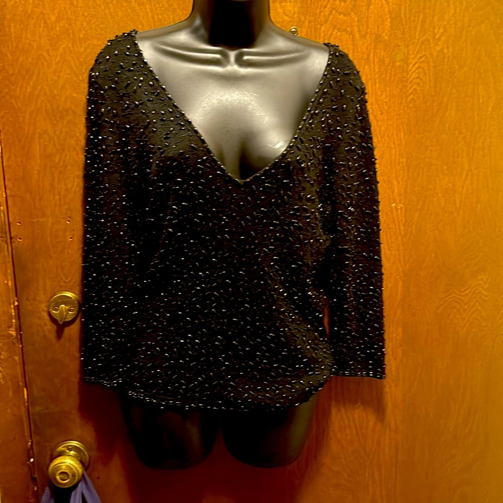 Vie by Victoria Royal silk and wool beaded sweater